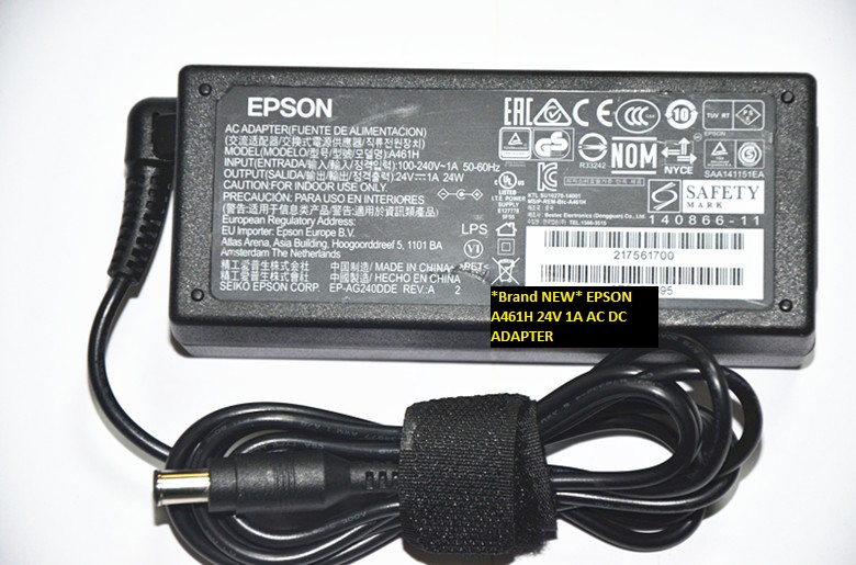 *Brand NEW* EPSON AC100-240V 24V 1A AC DC ADAPTER for A461H 6.5*3.0